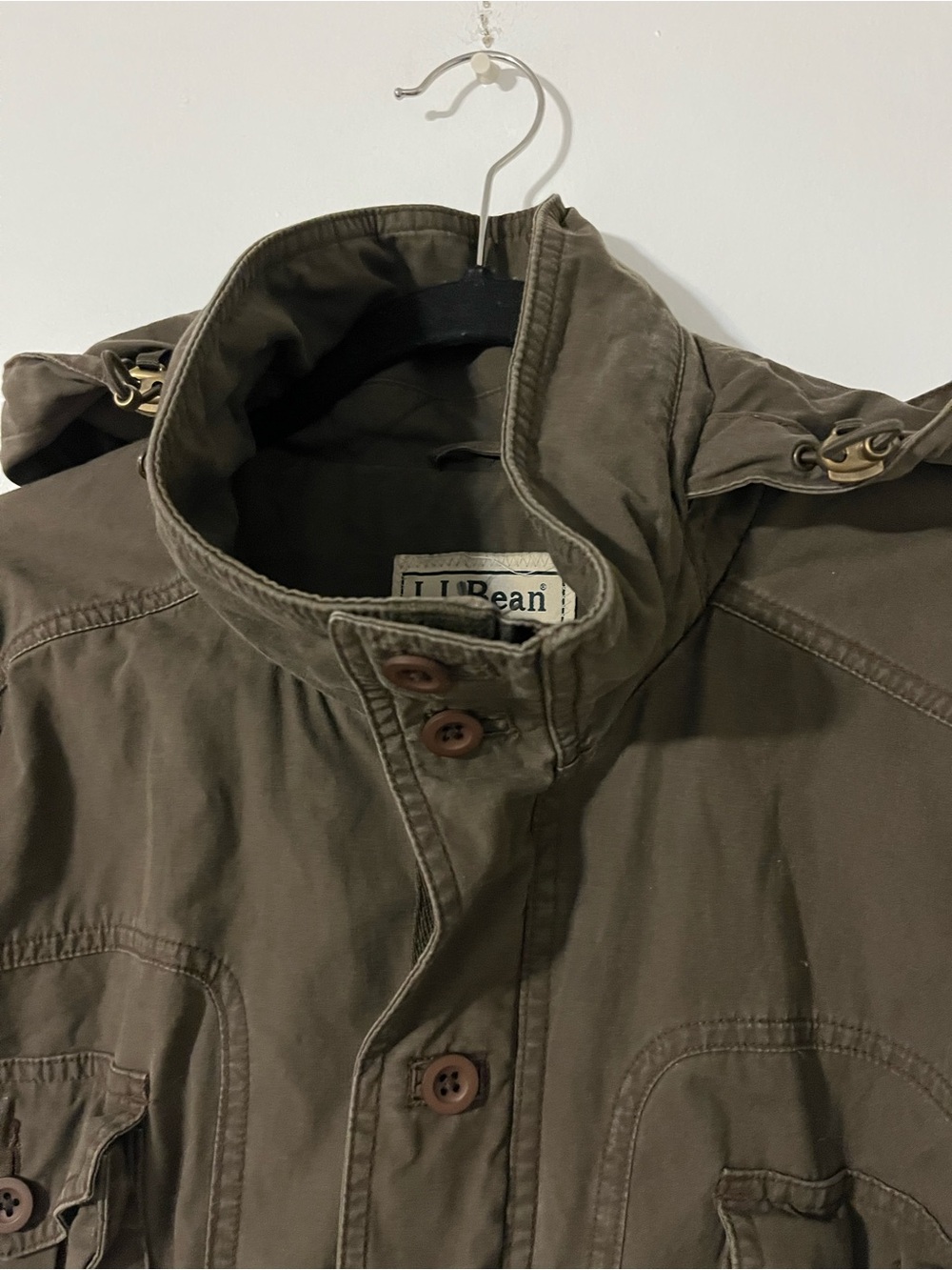 L.L. Bean Olive Green Military Field Jacket - Hood - Picture 2 of 12